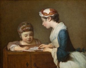Den lilla skolfröken, efter 1740. av Jean Baptiste Simeon Chardin
