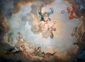 Taket i Marie Antoinettes lekrum, Chateau de Fontainebleau, c1763-1811.