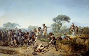 Vendekrig riddaren Charles de bois-hardy (trähärdig, boishardy) vill rädda sin älskarinna (1795). Målning av Jean Soreuil (1824-1871) av Jean Soreuil