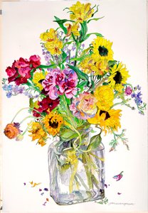 Solrosor, Godetia, Alstroemeria, Ranunkel