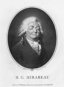 Honore Gabriel Riqueti, Comte de Mirabeau, graverad av Frantz Gabriel Fiesinger (1723-1807) 1797 (litho) (bw foto)