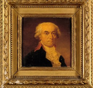Porträtt av Jerome Petion de Villeneuve (1759-1793) Konventets ordförande och borgmästare i Paris Målning av Jean Urbain Guerin (1760-1836) 1792. Dim. 0,15x0,15 m.