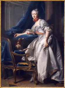 Porträtt av Marie Anne de Montboisier Beaufort Canillac, Marquise de Caumont. Målning av Jean Valade (1709-1787), Olja på duk