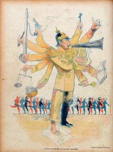 Vilhelm II (1859-1941) (Kaiser Wilhelm II, tysk kejsare och kung av Preussen) - den europeiska konsertens manliga orkester - karikatyr i "" Le Rire"" den 26 november 1898 - karikatyr av Jean Veber (1864-1928) - nummer tillägnat Vilhelm II (1859-1941) a