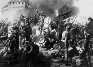 Greve Eudes (Odon) (860 - 898) försvarar Paris mot normanderna 886, målning av Jean Victor Schnetz (1787-1870)