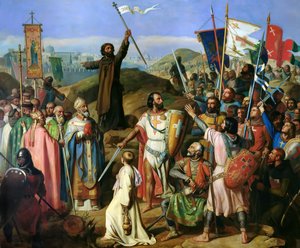 Barfotaprocessionen av korsfarare runt Jerusalems stadsmur, 14 juli 1099
