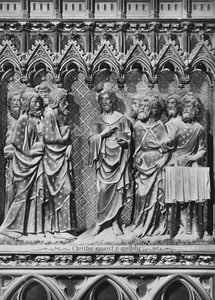 Katedral, interiör, korduk, Jesus Kristus som visar sig för apostlarna, ca 1340-51 (polykrom sten) av Jean and Jean Le Boutellier Ravy