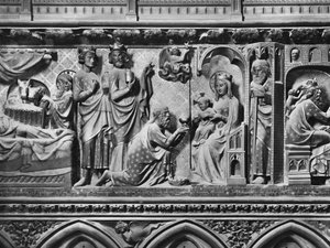 Katedral, interiör, körskärm, Födelsekyrka, Tillbedjan av Magi, c.1340-51 (polykrom sten)