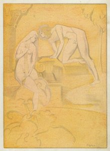 Ovidius kärleksböcker: Sådana kyssar som Phoebus ger Diana (färglitografi)