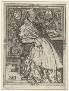 Portret van kardinaal Karel van Bourbon Charles Cardinal of Bourbon vid 28 års ålder av Jean de Gourmont (I)