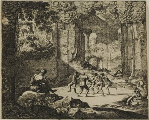 Herdarnas dans i antika ruiner av Jean le Pautre