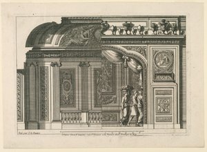 Design för en fransk alkov, från "Alcoves à le Francoise" av Jean le Pautre