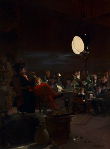 En kvällskurs, ca 1881 (olja på träpanel)