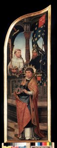 ""Representation av Saint William of Bryssel, Saint Bernard of Clairvaux (San Bernardo di Chiaravalle)"" Höger panel av triptyken av tillkännagivandet (Bekännelsen). Målning på trä av Jean Bellegambe den äldre (1470-1534) Sankt Petersburg, m av Jean the Elder Bellegambe