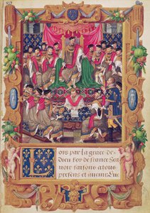 Henri II leder ett kapitelmöte i den franska ridderorden av Saint-Michel