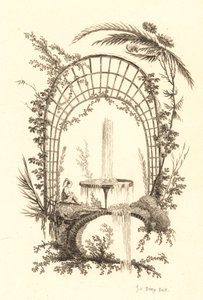 Fontän under pergola av Jeanne Deny