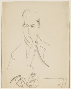 Porträtt av Modigliani med pipa