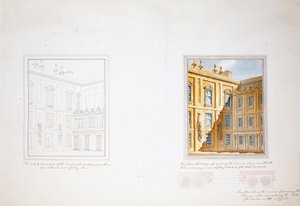 Design för Inner Court, Chatsworth (akvarell på papper)