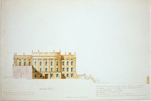 Design för North Elevation, Chatsworth House (akvarell på papper)