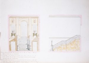 Design för Painted Hall, Chatsworth (akvarell på papper)