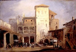 Lord Don Pedros hus i Alcala de Henares (olja på koppar)