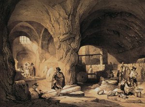 Arabisk kvarn "Molinos de la Mina", färglitografi