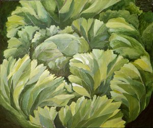 Cabbage, 2013 (akryl på duk) av Jennifer Abbott