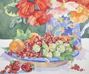 Frukt på en tallrik, 2014 akvarell