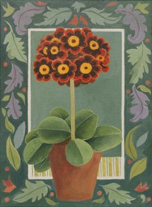 Röd och svart primula (akryl)
