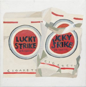 Vita Lucky Strike-cigarettpaket (akryl) av Jennifer Abbott