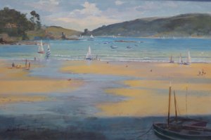 South sands Beach, Salcombe. olja på duk, 2016