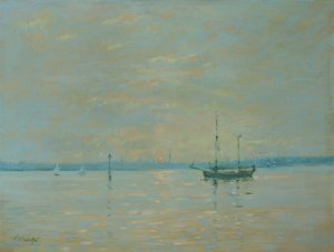 Southampton Water Sunset (olja på duk) av Jennifer Wright