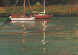 Yacht Reflections (olja på duk) av Jennifer Wright