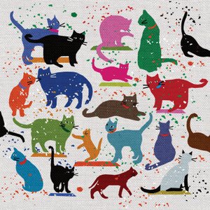 Cat Love, 2022 (blandade media) av Jenny Frean