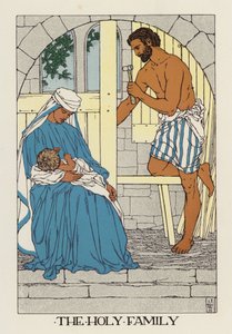 Den heliga familjen (färglitografi) av Jenny Wylie