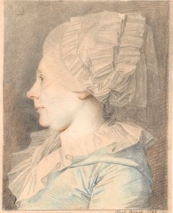 Porträtt av Anne Cathrine Maaløe, född Basse. Profil till vänster av Jens Juel