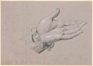 Studie av en vänsterhand, använd i fullängdsporträttet av Frederik den Sjätte som kronprins från 1786 på Amalienborg av Jens Juel