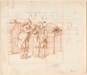 Utkast till illustration P.A. Heibergs pjäs "De Vonner og de Vanner" av Jens Juel