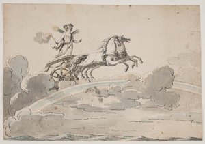 Amor (Eros) rider i en vagn på regnbågen