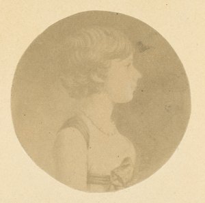 Mezzotint porträtt av en flicka i profil, från St. Memin Collection of Portraits, 1862.