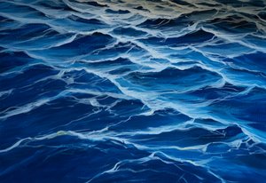 Blue sea, 2020 (tempera på papper) av Jerome Glomaud
