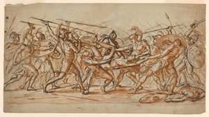 Teckning, Slaget om Patroklos lik, ca 1810