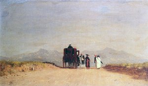 Resandehållplats i den romerska Campagna, ca 1868
