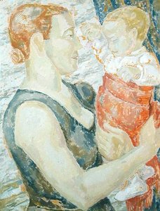 Mor och barn, ca 1932 (olja på gesso)