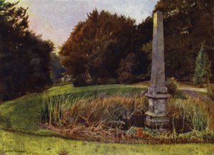 Chiswick House, Obelisken i poolen (färg litho)