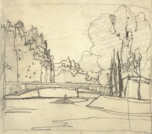 Illustration för "The Book of Bridges", ca 1911 (bläck på papper)