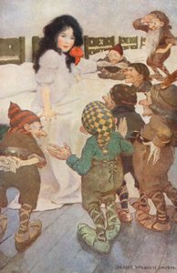 Snödroppe och de sju små dvärgarna (färglitografi) av Jessie Willcox Smith