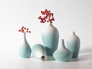 Blå vaser med röda bär av Jia Chen