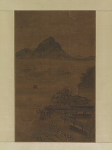 Palatial Pavilions In Spring Mists (bläck, färg och guld på siden) av Jiang Yuan