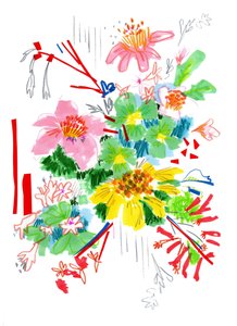 Floral Sketch 2, 2014 (penna och bläck, collage på papper)